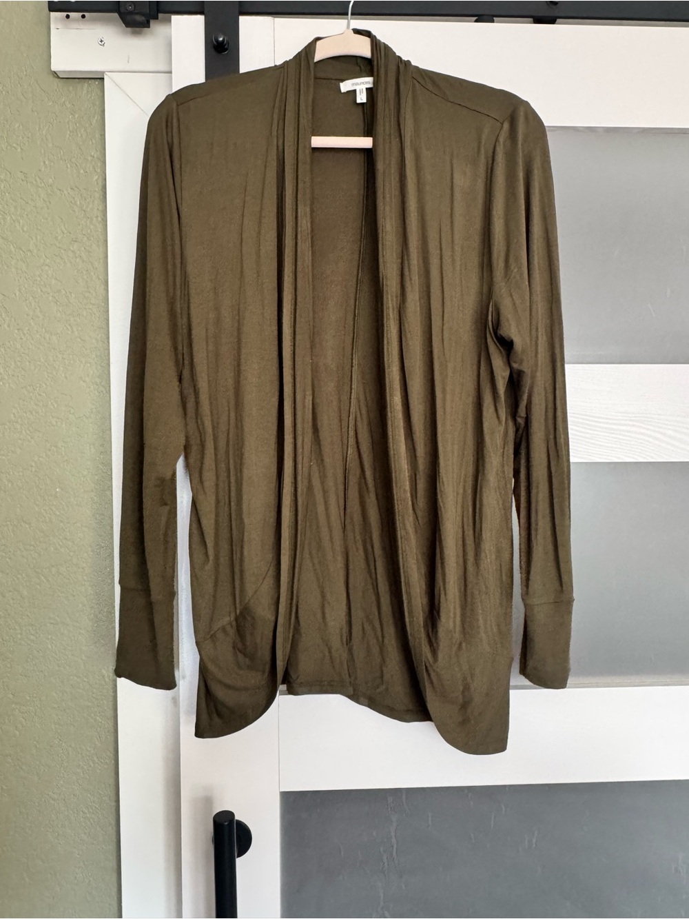 Olive Open-Front Women’s Sweater Cardigan Size L